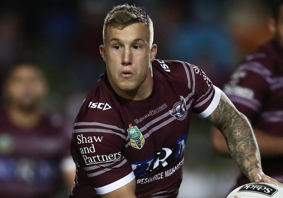 Trent Hodkinson playing for the Manly Sea Eagles.