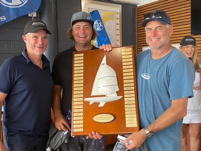 Grant Simmer OAM with his winning crew at the NSW Etchells Championships